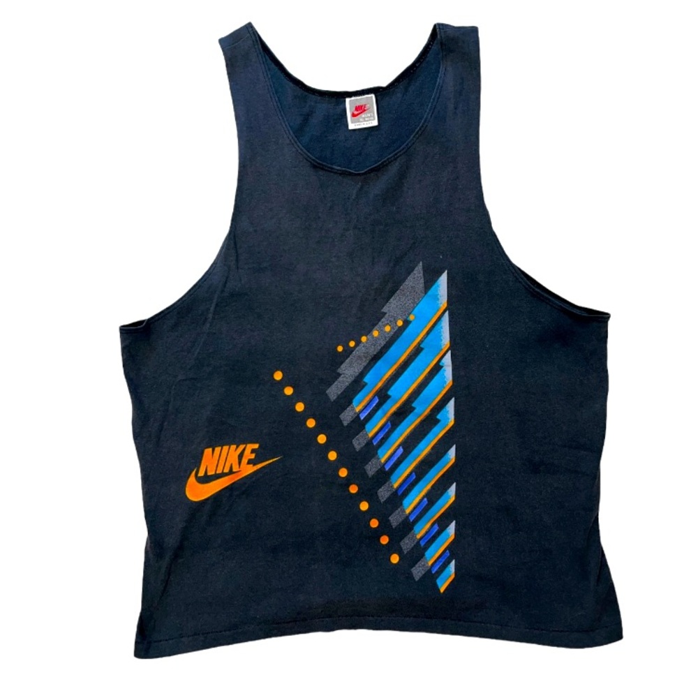 Vintage 90s Nike Tank Top Charcoal Grey Nike Graphics On Front Size XL